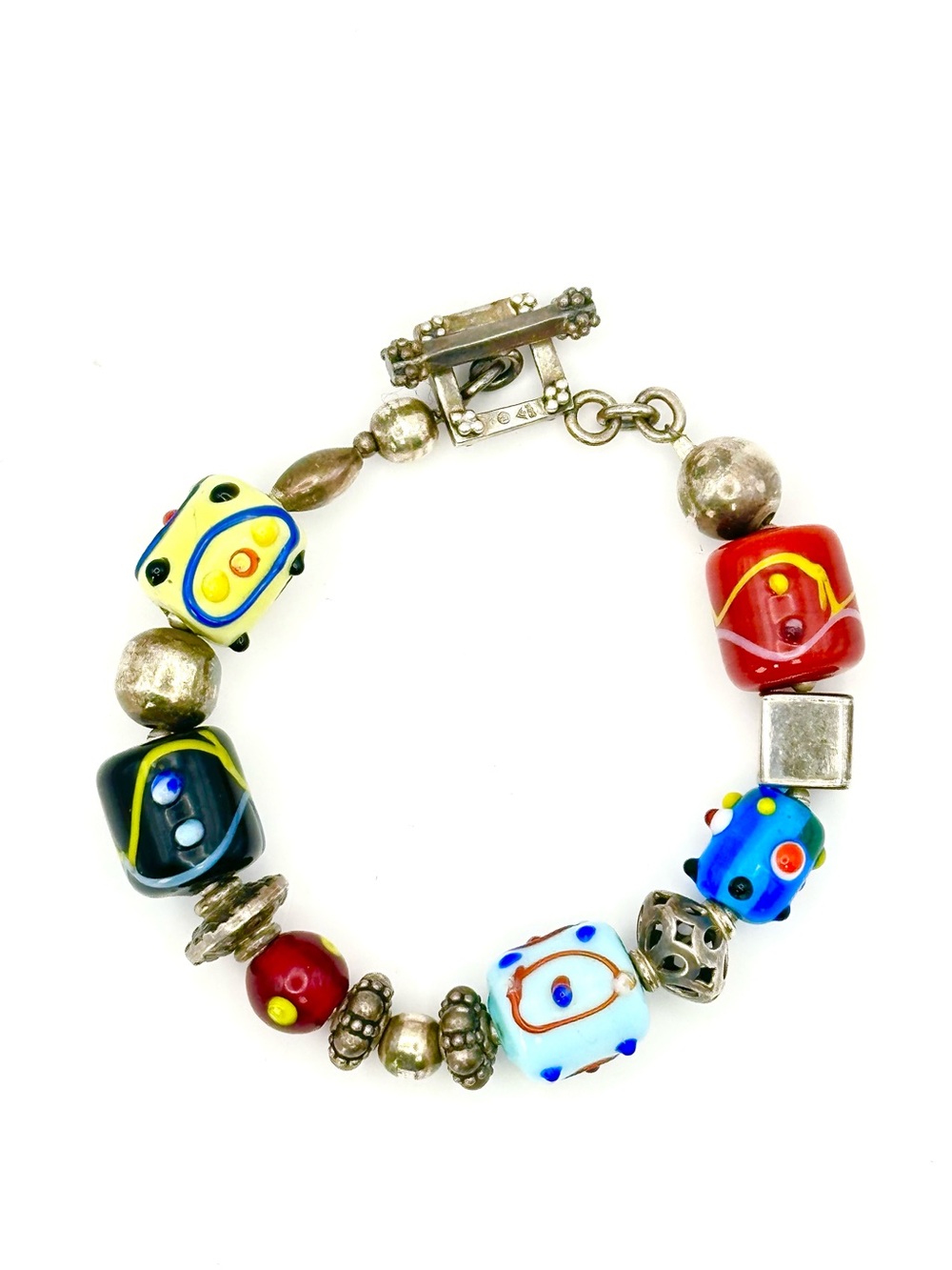 Silpada Retired B0871 Lampwork Glass Bead Toggle Bracelet